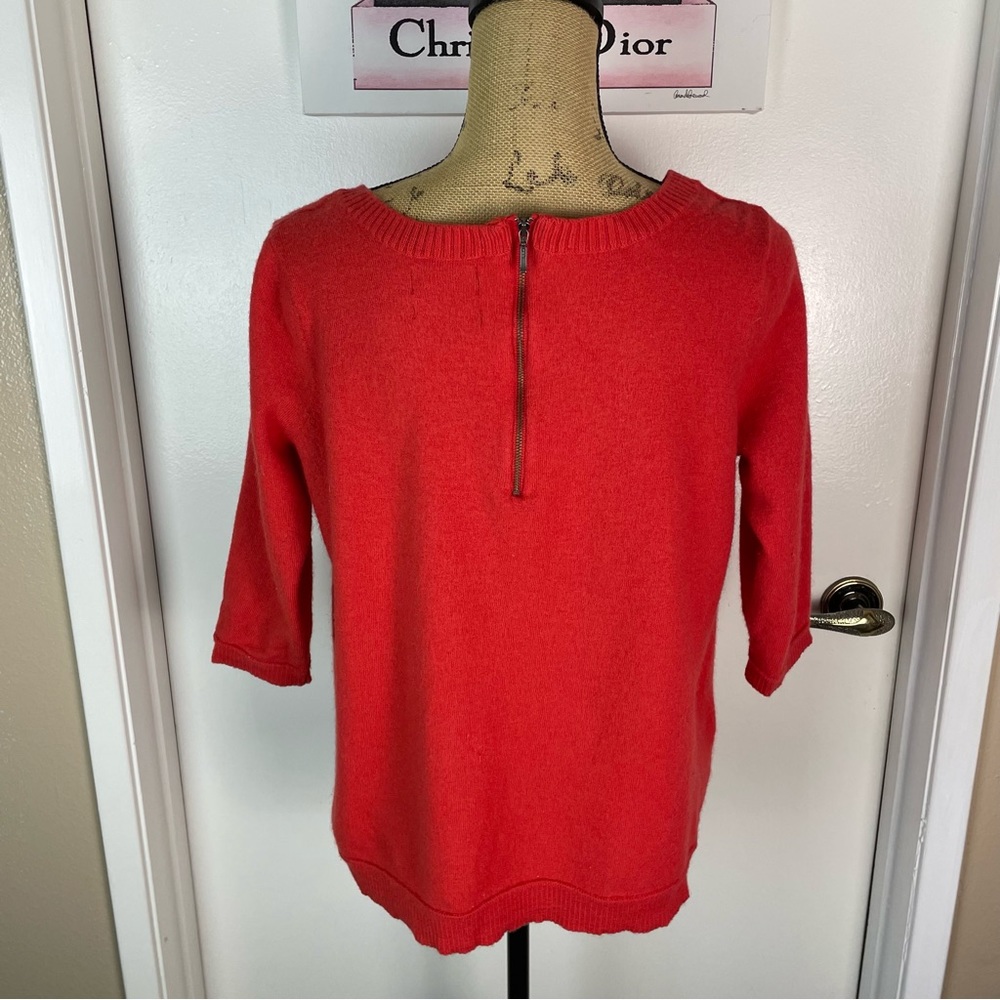 Blouse Woman Extra Fine Merino Wool Sweater Sweatshirt 3/4 Sleeve 1X Plus Red - Picture 6 of 11